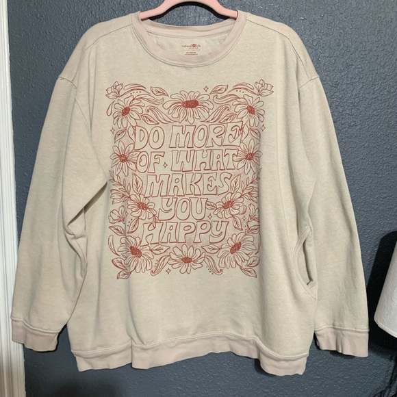 NATURAL LIFE Cream and Pink Graphic Sweatshirt - Picture 2 of 5